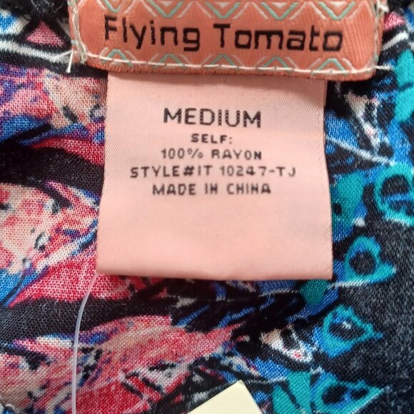 Flying Tomato Blouse Medium 100% Rayon Floral NWT Whimsigoth Dark Fairy - Picture 4 of 5